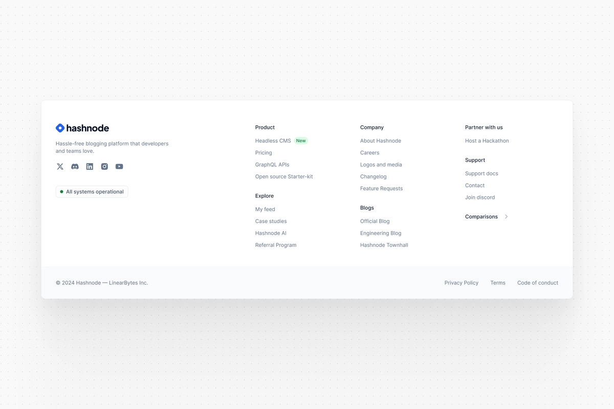 Footer design for Hashnode