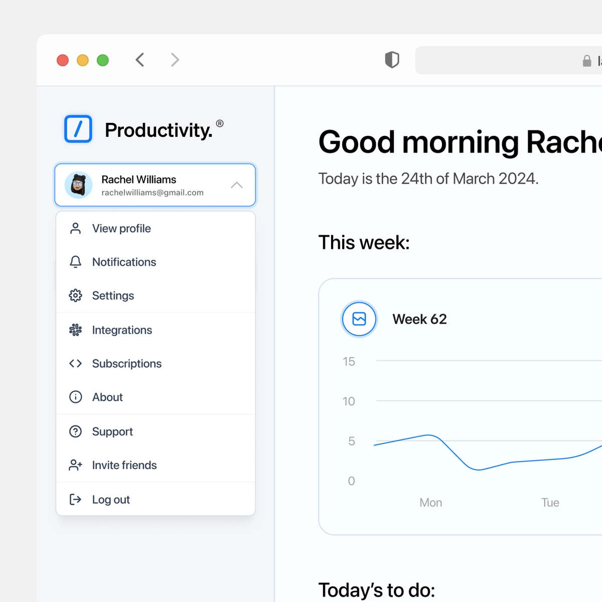 Dashboard Dropdown Menu