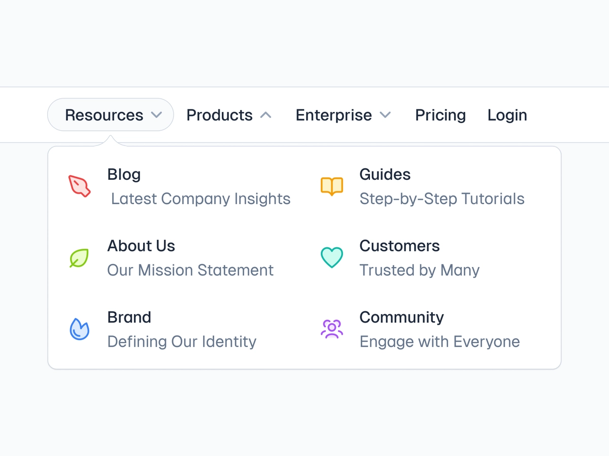 Landing Header Dropdown 🌿