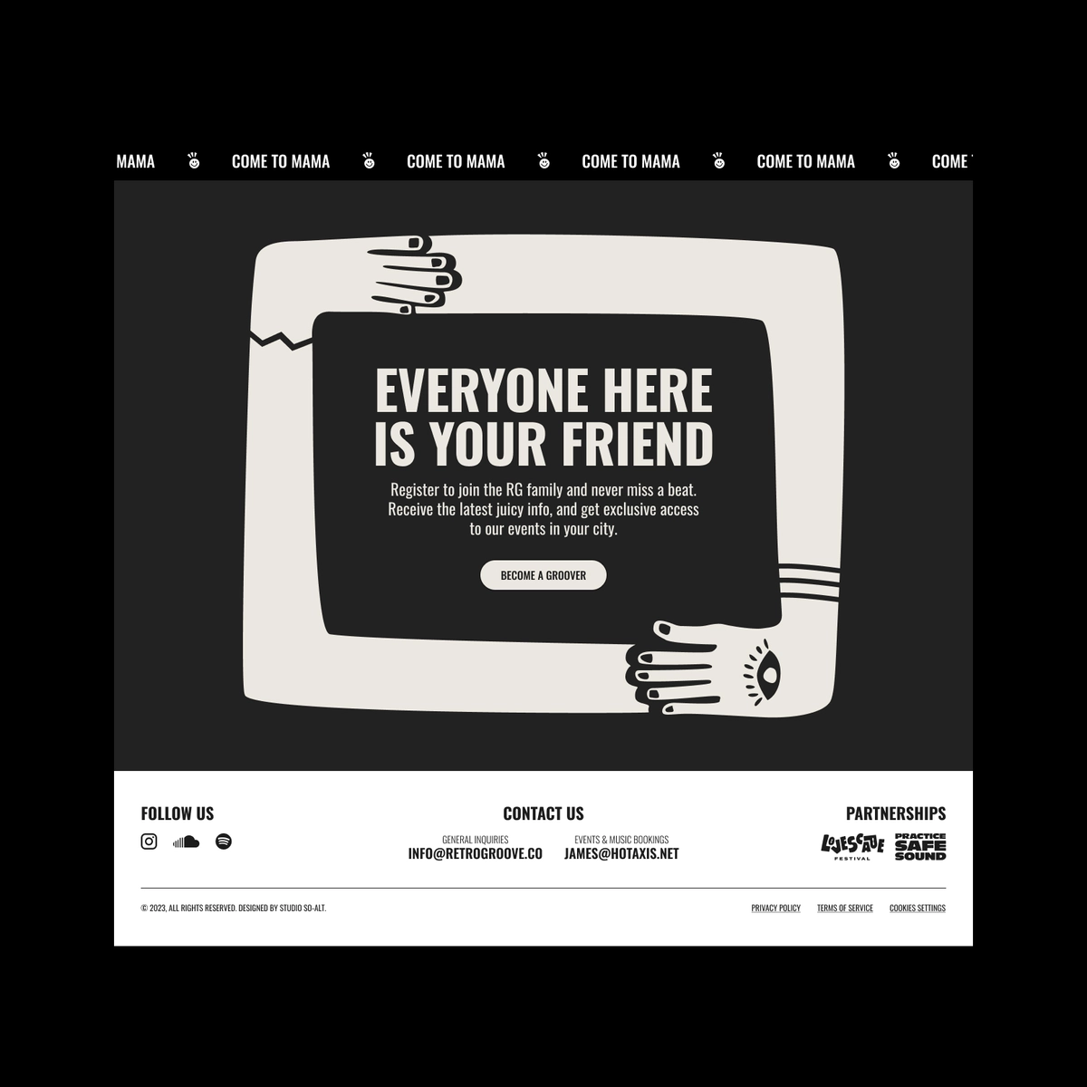 Marquee slider, 2nd CTA and Footer