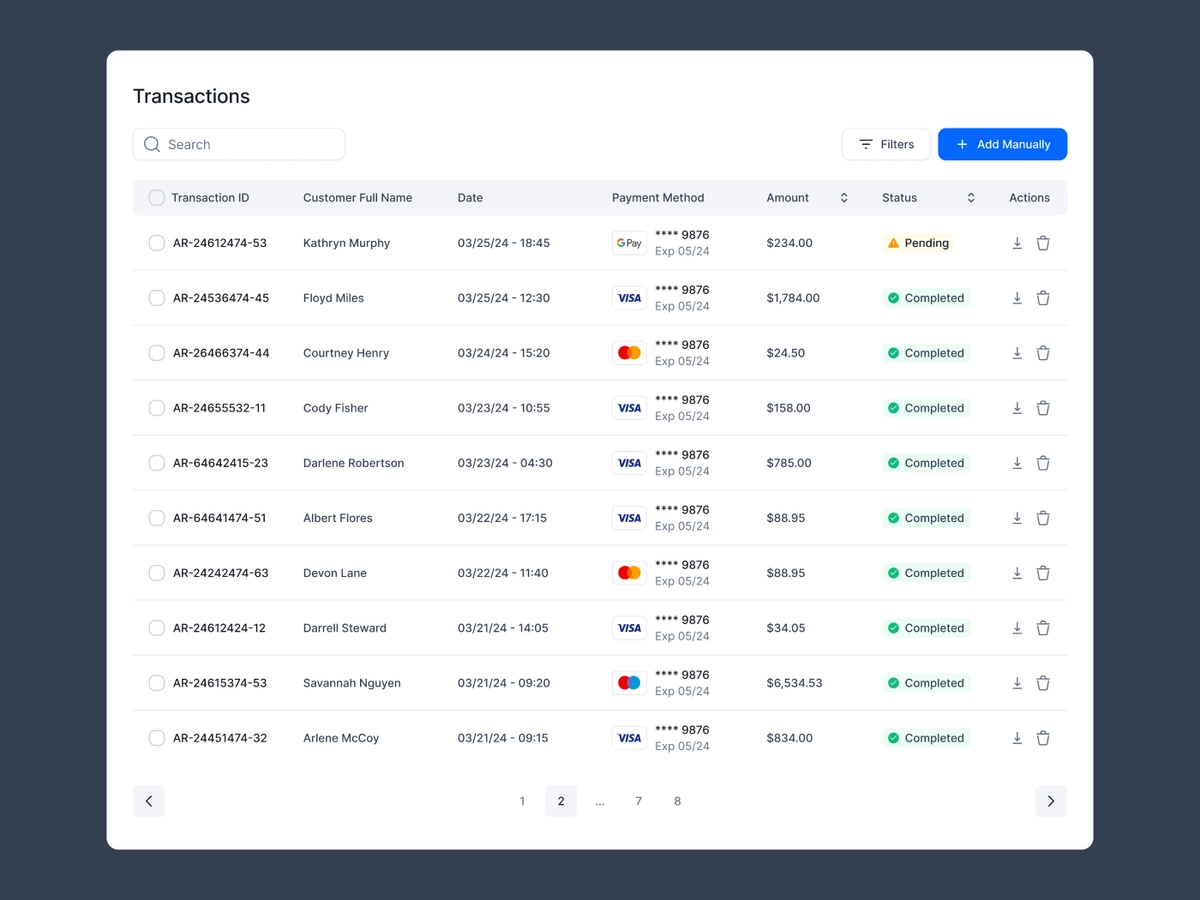SaaS Table UI