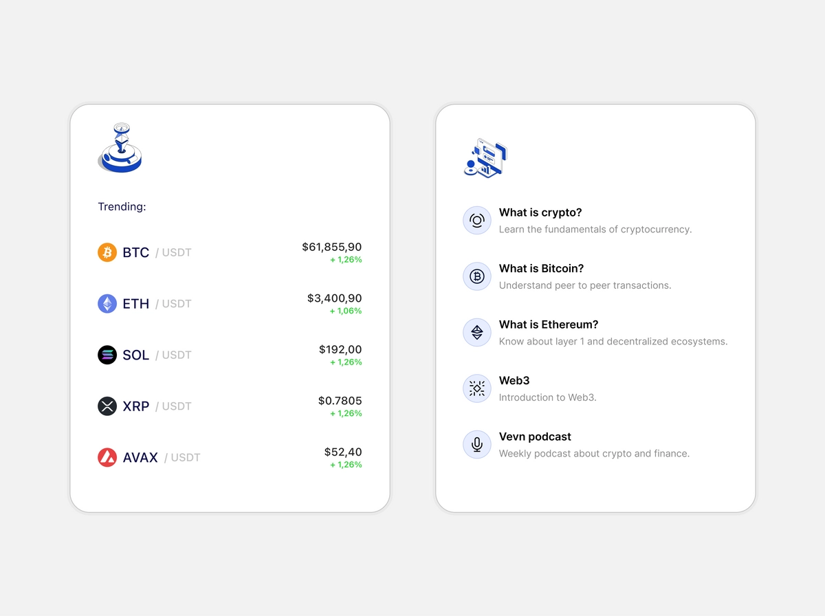 Crypto UI cards