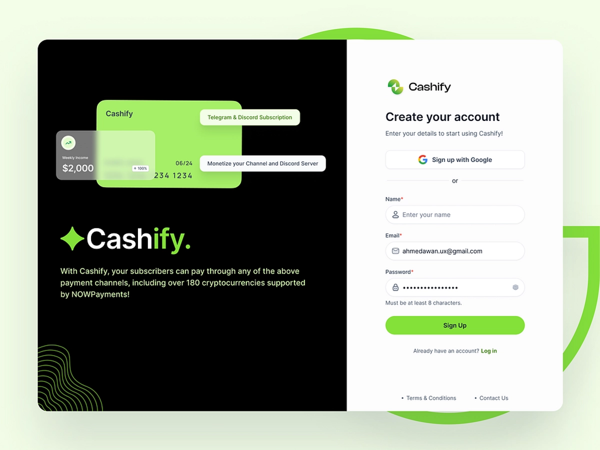 Cashify - Sign up Screen