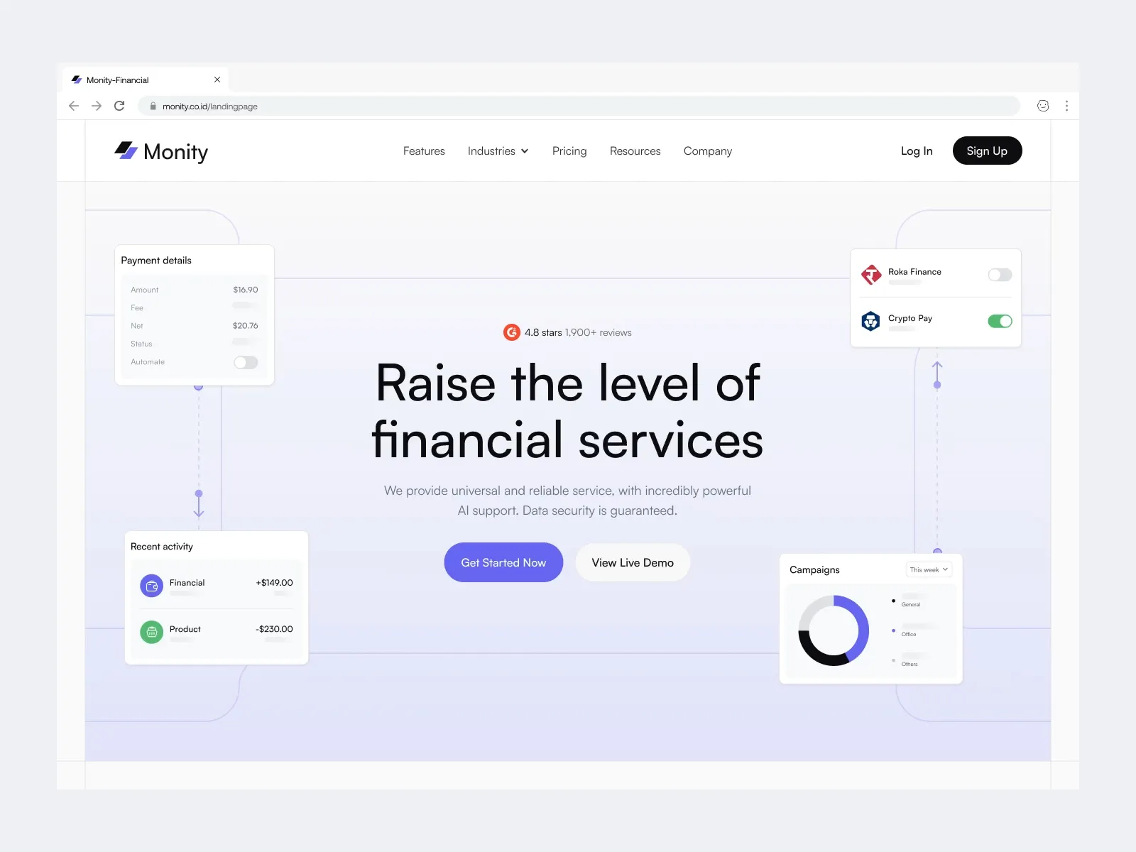 Monity - Hero Section