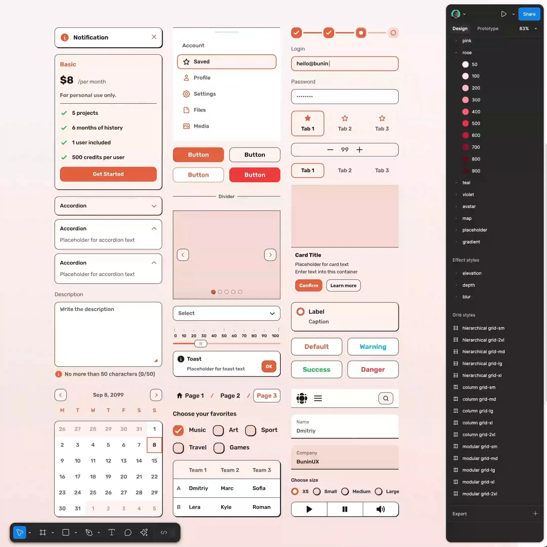 Wireframe UI kit for Figma
